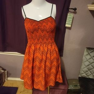 Mason + Mackenzie Salmon & Black Patterned Sundress Size Small